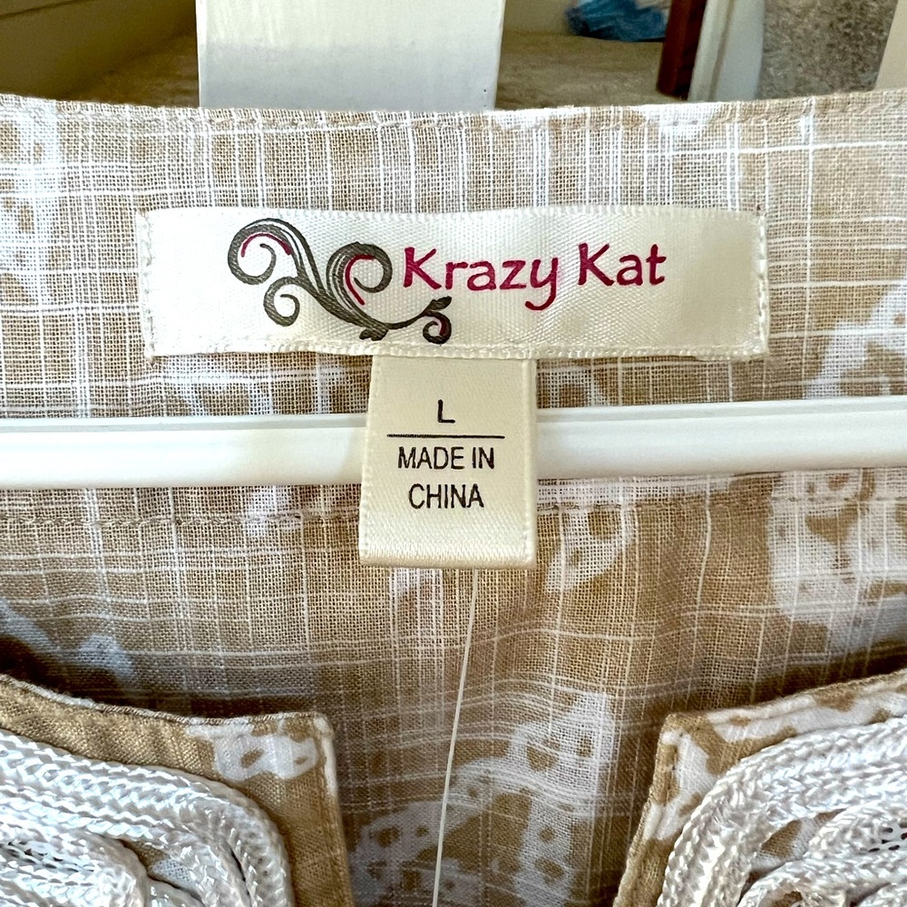 Krazy Kat Size L Paisley Floral Print 3/4 Sleeve Women’s Tunic NWT - Picture 5 of 7